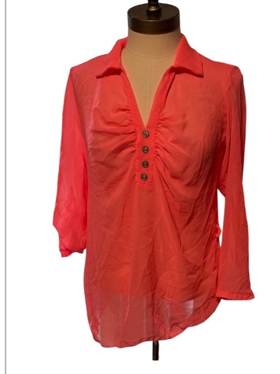 sea moda Tops - Vibrant Coral Button-Front Blouse size M
#135/3tt